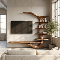 Tree-Inspired Vertical Shelving Media Console