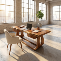 Solid Wood Writing Desk with Live Edge for Luxury Workspace Desk