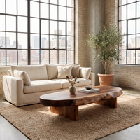 Live Edge Coffee Table Organic Solid Wood Rustic Design