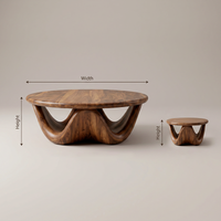 Mid Century Wooden Coffee Table With Wave Base