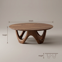 Sculptural Wood Coffee Table With Organic Curved Base