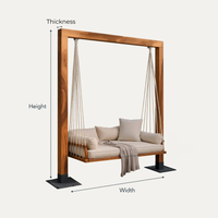 Solid Wood Porch Swing Outdoor Daybed Poolside Garden