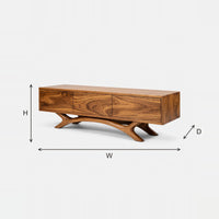 Antler Base TV Stand with Three Figured Door Fronts dimension diagram with height, width and depth