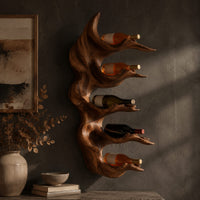 Antler style wine holder with stacked prongs and flowing grain, three-quarter view showing the grain
