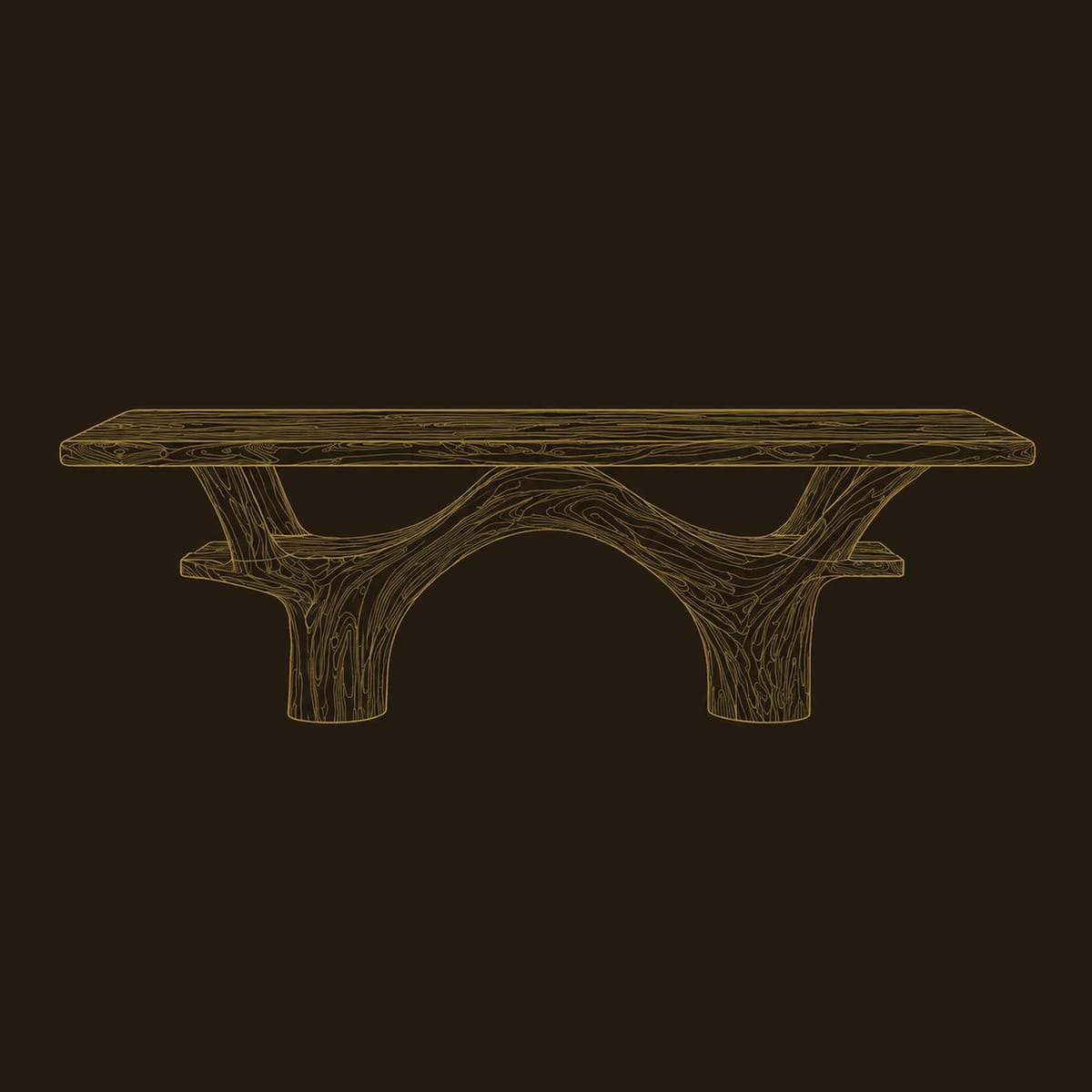 Arched Branch Base Live Edge Dining Table With Slab Top dimension diagram