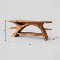 Arched Branch Leg Bathroom Vanity With Open Shelf And Side Ledges dimension diagram with width, height and depth