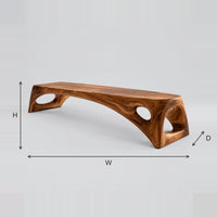 Arched Bridge Bench With Oval Cutout Feet dimension diagram with width, height and depth