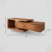 Asymmetric Bathroom Vanity With Open Towel Shelf Frame dimension diagram with width, height and depth