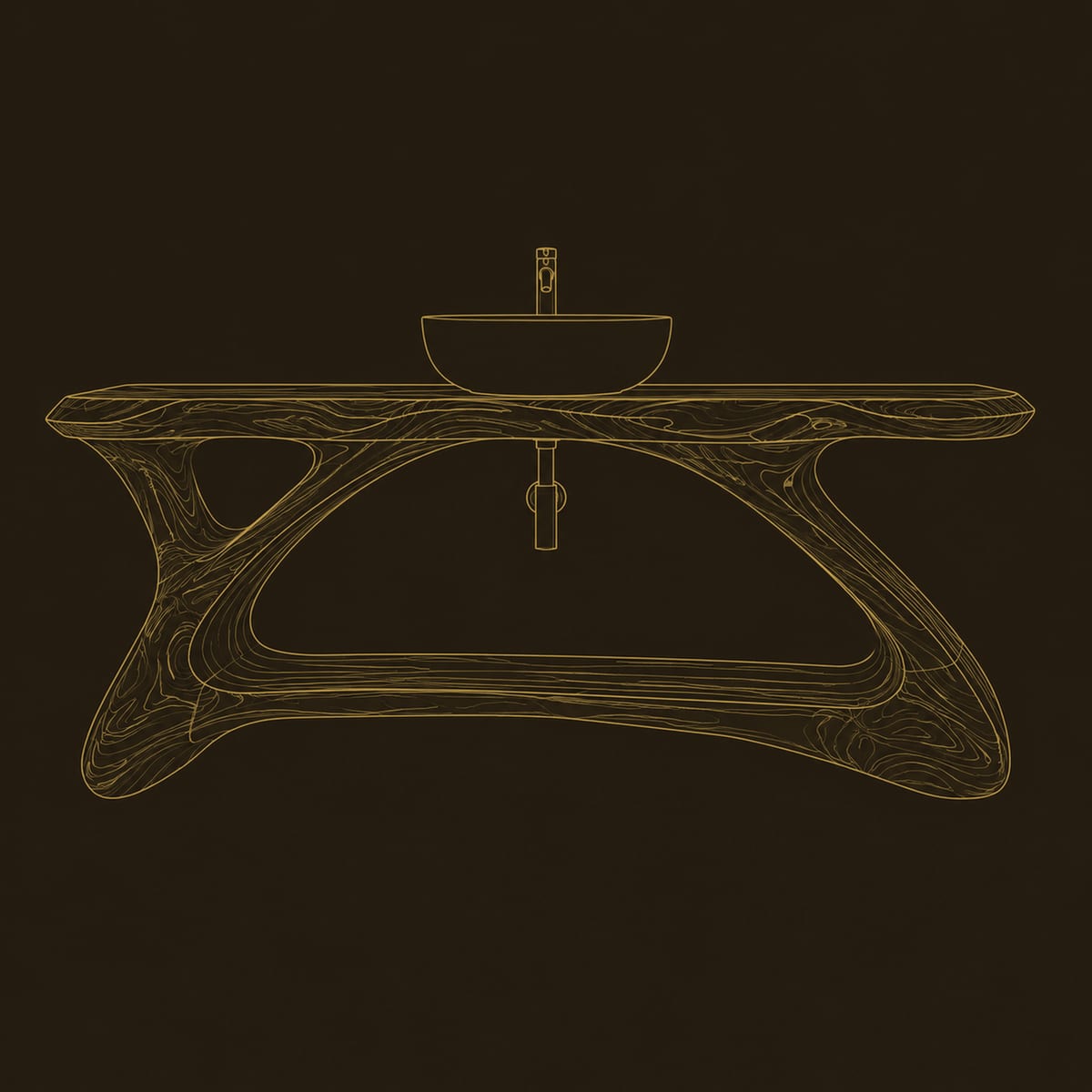 Asymmetric Bathroom Vanity With Sweeping Base And Lower Shelf dimension diagram