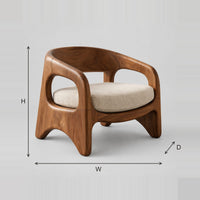 Barrel Back Lounge Chair With Oval Side Cutouts dimension diagram with width, height and depth
