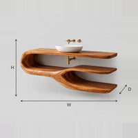 Bathroom Vanity With A Looping Side And Two Open Shelves dimension diagram with width, height and depth