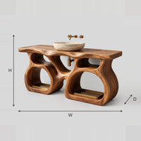 Bathroom Vanity With A Twin Loop Base And Thick Slab Top dimension diagram with width, height and depth