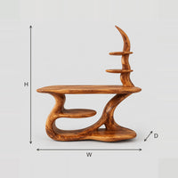 Bathroom Vanity With Crescent Tower Shelves And Flowing Base dimension diagram with width, height and depth