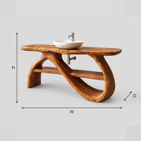 Bathroom Vanity With Flowing Looped Legs And Open Lower Shelf dimension diagram with width, height and depth