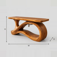 Bathroom Vanity With Flowing Ribbon Loop Base And Slab Top dimension diagram with width, height and depth