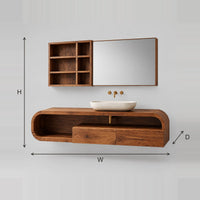 Bathroom Vanity With Looped Wood Frame And Two Front Panels dimension diagram with width, height and depth