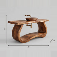 Bathroom Vanity With Sculpted Loop Base, Open Lower Shelf dimension diagram with width, height and depth