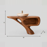 Bathroom Vanity With Sculpted Pedestal Foot, Open Oval Niche dimension diagram with width, height and depth