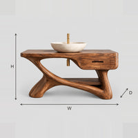 Bathroom Vanity With Single Drawer And Twisting Trunk Base dimension diagram with width, height and depth