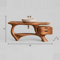 Bathroom Vanity With Two Drawers And A Sculpted Loop Base dimension diagram with width, height and depth