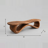 Bench With Undulating Slab Top And Open Ribbon Loop Base dimension diagram with width, height and depth