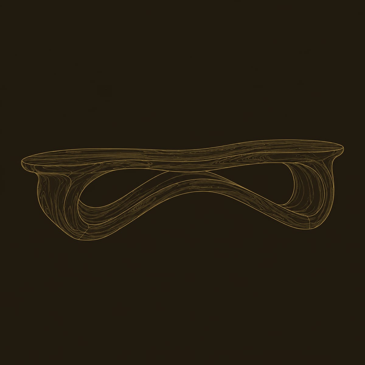 Bench With Undulating Slab Top And Open Ribbon Loop Base dimension diagram