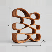 Bookshelf Made Of Stacked Pebble Shaped Cubbies With Thick Walls dimension diagram with width, height and depth