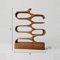 Bookshelf With Branching Open Cells On A Low Plinth Base dimension diagram with width, height and depth