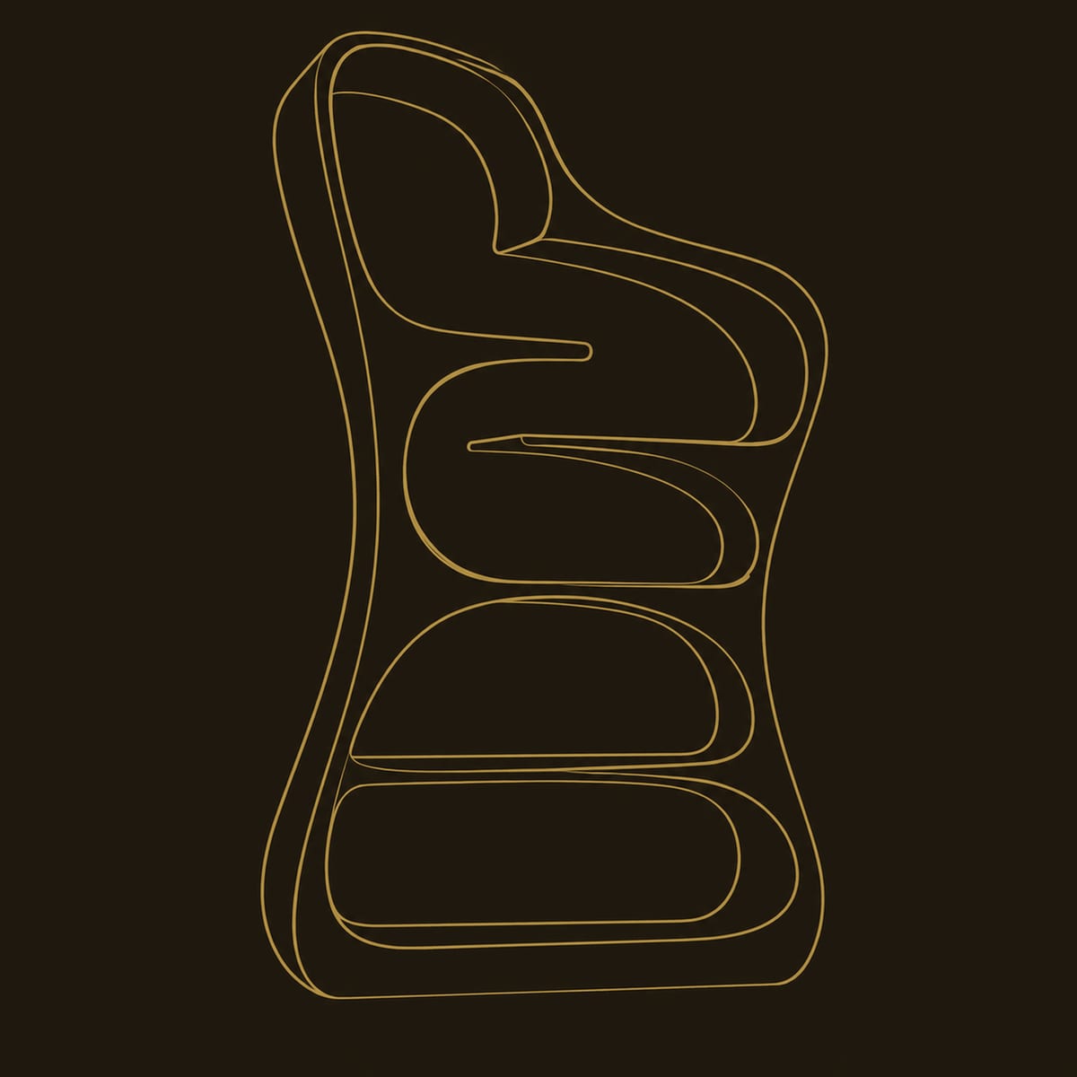 Bookshelf With Free Form Wavy Outline And Open Scooped Shelves dimension diagram