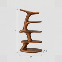 Bookshelf With Twisting Branch Like Trunk And Stacked Shelves dimension diagram with width, height and depth