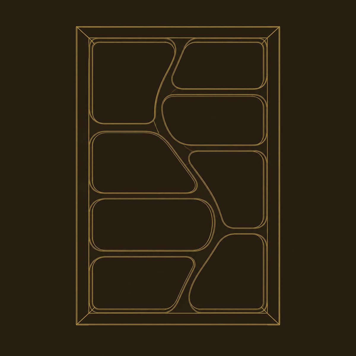 Bookshelf With Winding Dividers And Irregular Open Cubbies dimension diagram