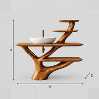 Branch Base Bathroom Vanity With Tiered Side Shelves dimension diagram with width, height and depth