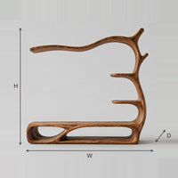 Branch Form TV Stand With Open Oval Bays And Tiered Shelves dimension diagram with width, height and depth