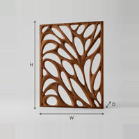 Branch Pattern Room Divider With Open Sculpted Cutouts dimension diagram with width, height and depth