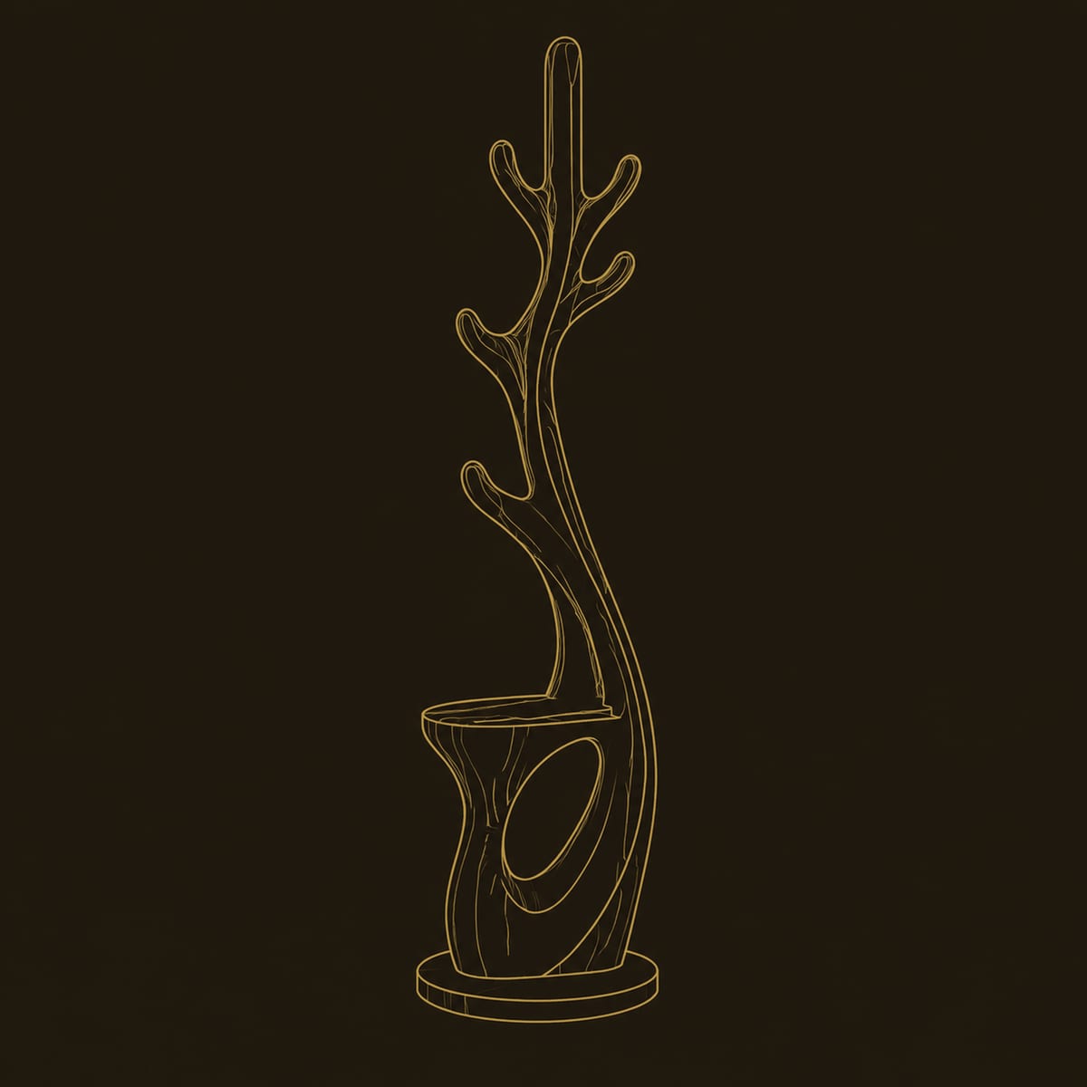 Branching Floor Lamp With A Small Shelf And Glowing Trunk Edge dimension diagram
