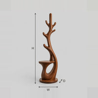Branching Floor Lamp With A Small Shelf And Glowing Trunk Edge dimension diagram with width, height and depth