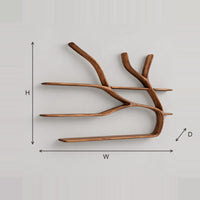 Branching Tree Limb Wall Shelves With Slim Shelf Boards dimension diagram with width, height and depth