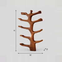 Branching Tree Wine Rack With Angled Bottle Cradles dimension diagram with width, height and depth