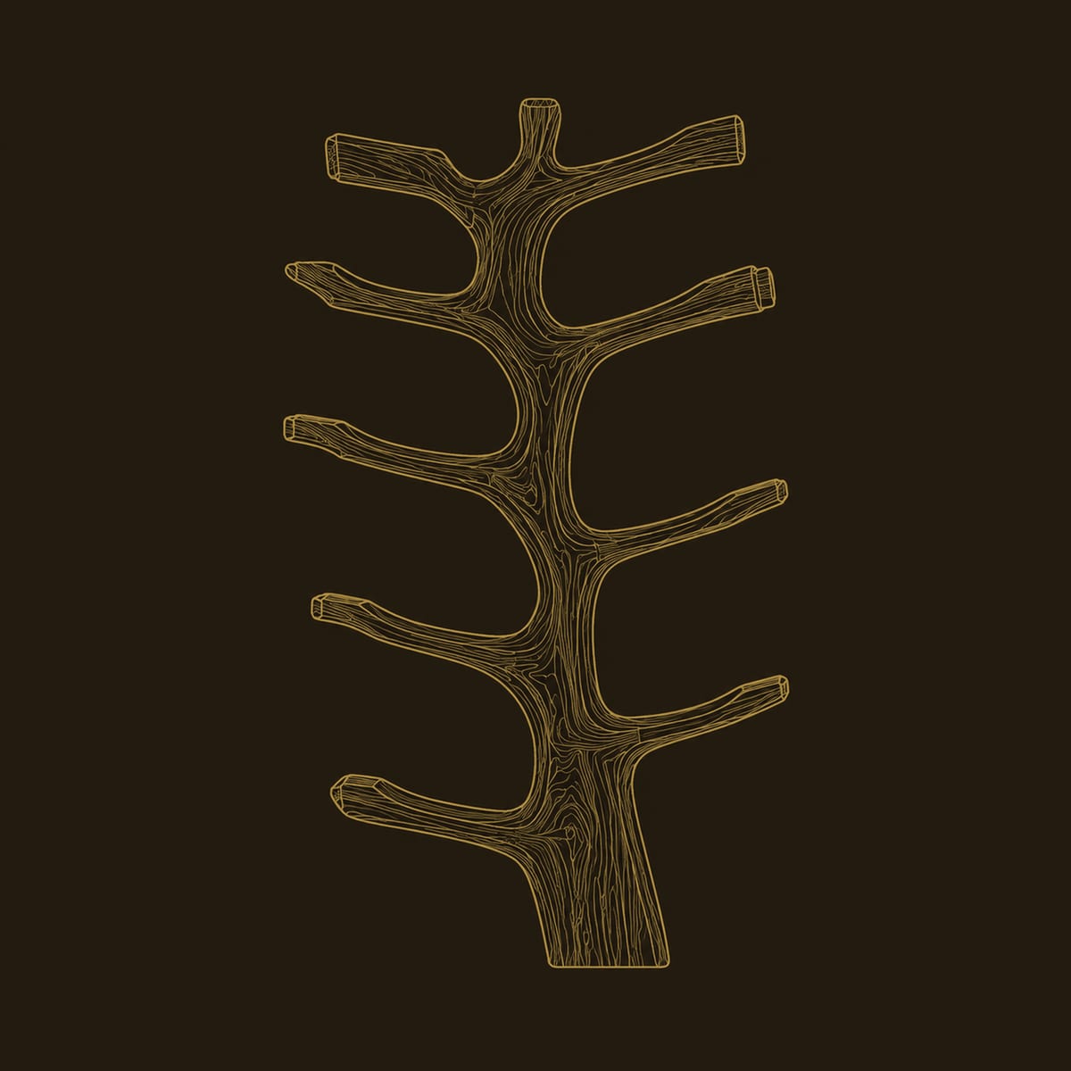 Branching Tree Wine Rack With Angled Bottle Cradles dimension diagram