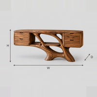 Branching Trunk Base Bathroom Vanity With Four Drawers dimension diagram with width, height and depth