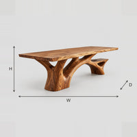 Branching Trunk Base Dining Table With Slab Top dimension diagram with width, height and depth