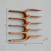 Branching Wall Shelves With Five Stacked Planks dimension diagram with width, height and depth