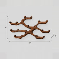 Branching Wine Bottle Holder With Cradles At Each Branch Tip dimension diagram with width, height and depth