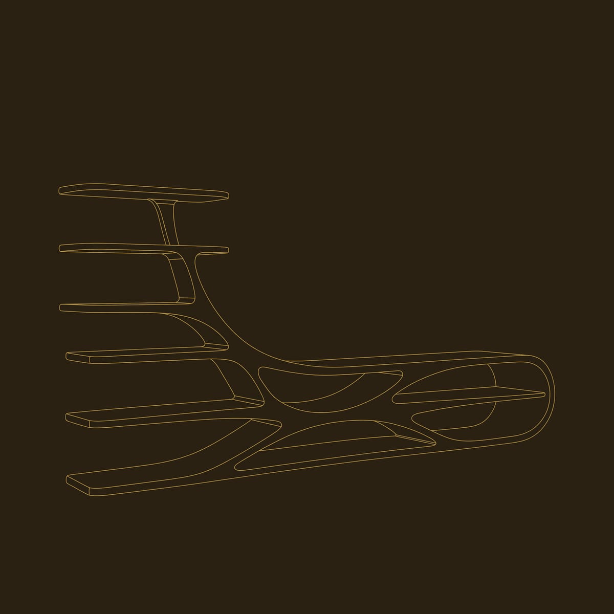 Branchwing TV Stand, Floating Shelves on a Carved Base dimension diagram