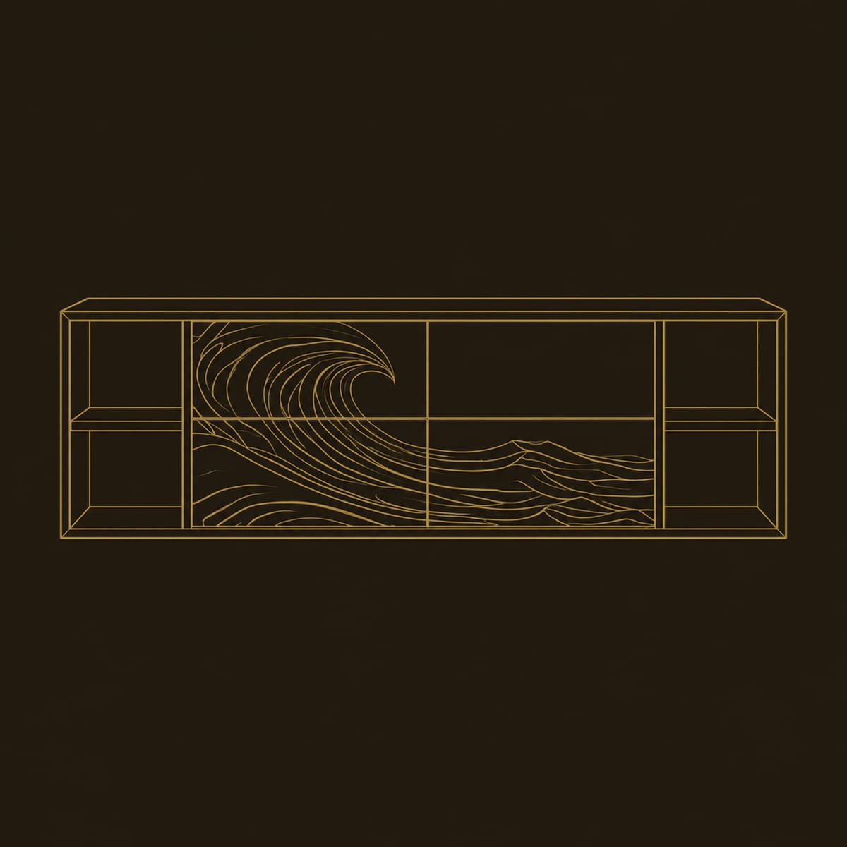 Breaking Wave Carved Floating Bathroom Vanity With Open End Cubbies dimension diagram