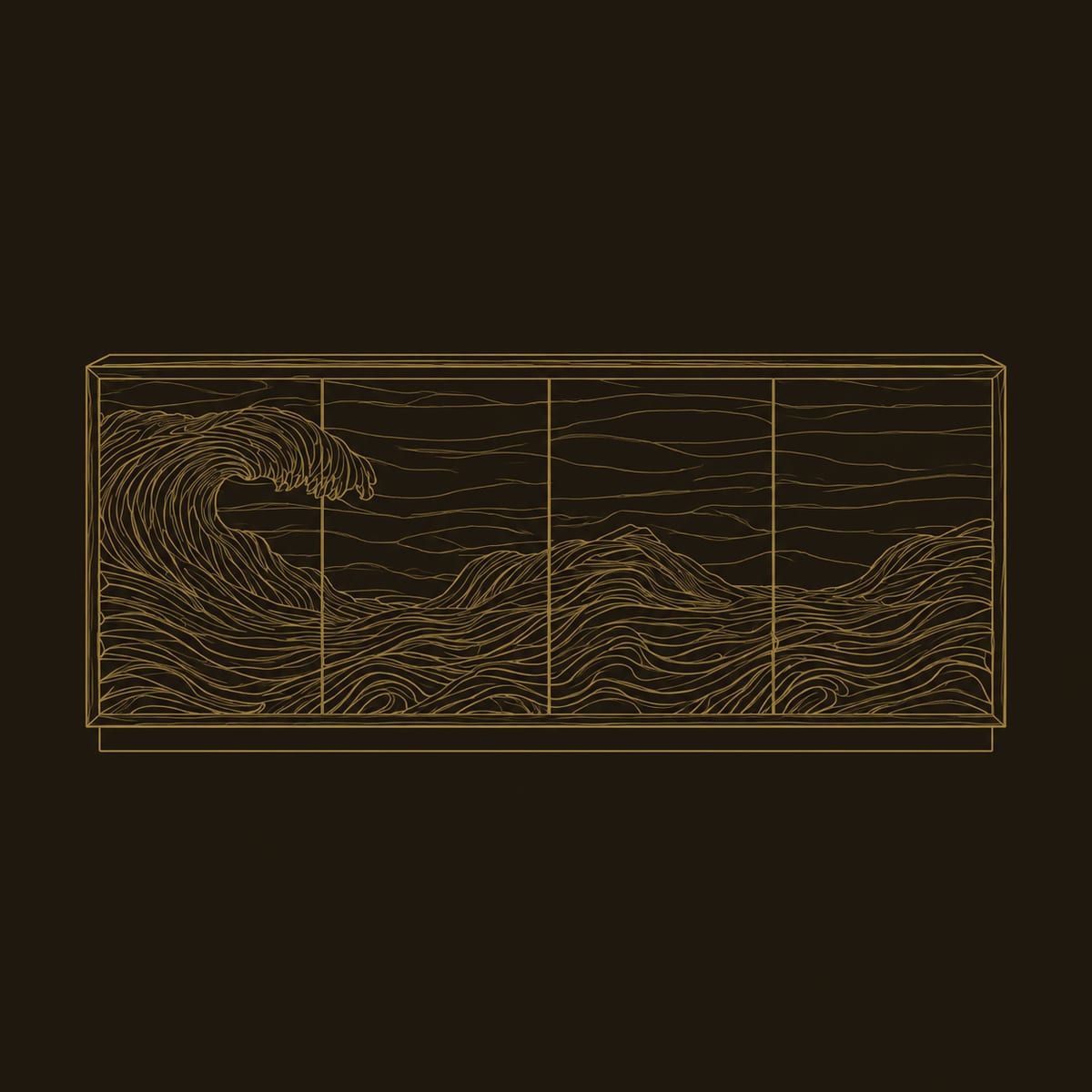 Breaking Wave Carved Sideboard on a Recessed Plinth dimension diagram