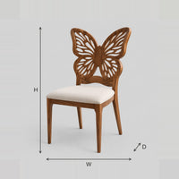 Butterfly Back Chair With Open Pierced Wings dimension diagram with width, height and depth