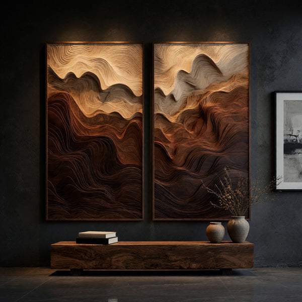 Canyon Wall Art Panel with a Slim Frame, in Solid Wood