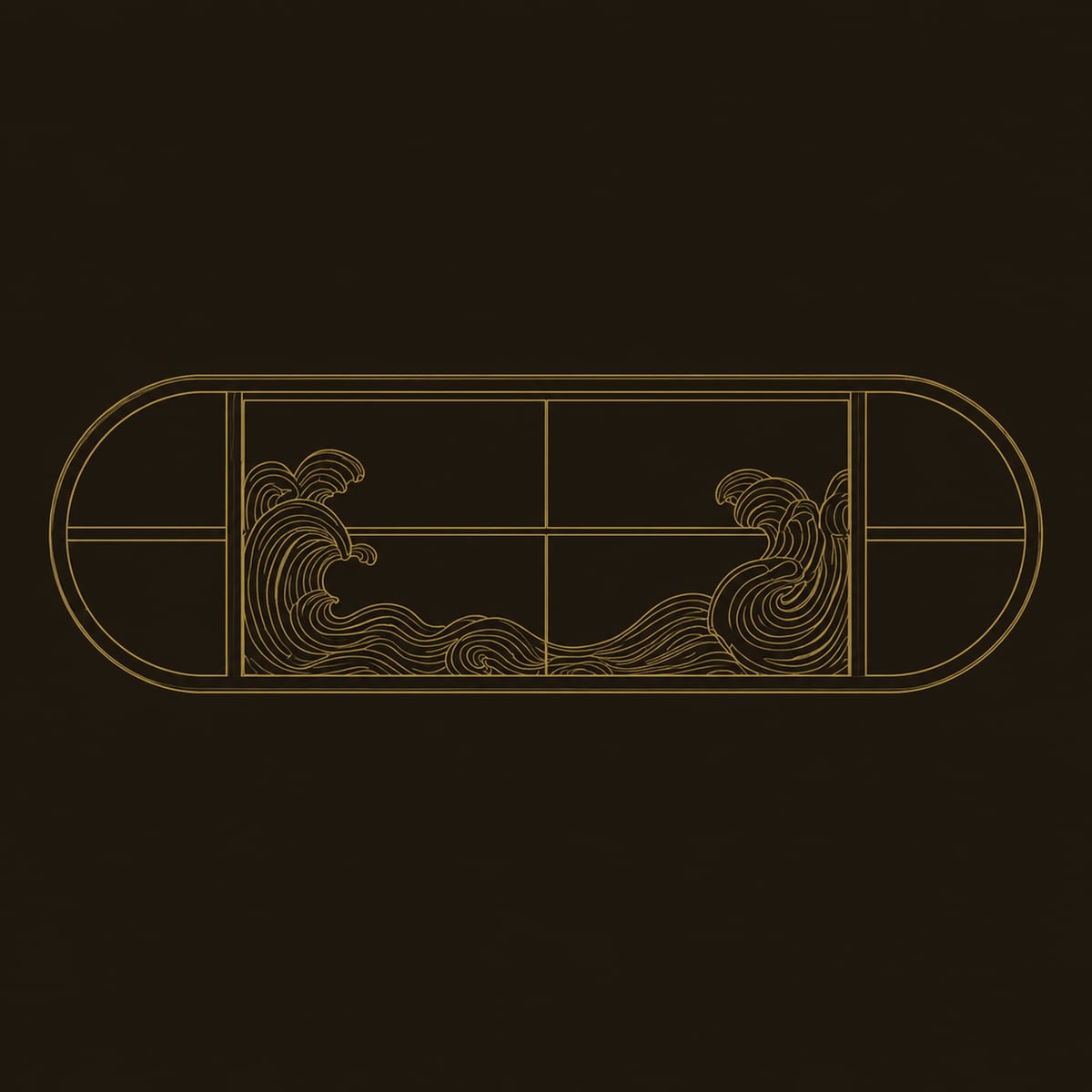 Capsule Shaped Floating Bathroom Vanity With Carved Black Wave dimension diagram