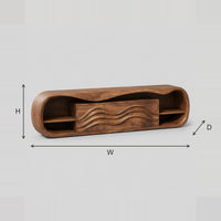 Capsule Shaped TV Stand, Wave Carved Center Panels dimension diagram with width, height and depth